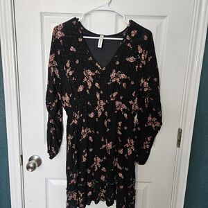 Vanilla Bay Black Dress with Pink Floral Design